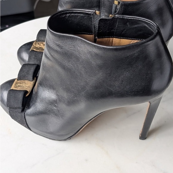 Salvatore Ferragamo Black Ankle Boots with Gold Detail - Picture 4 of 6
